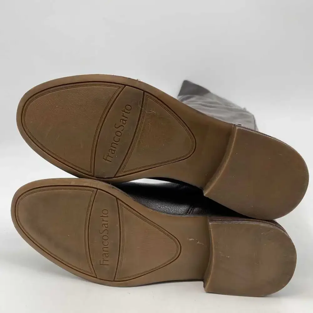 Franco Sarto Brown Halenna Boots | Leather Slip-On Over-the-Knee, Size 7.5